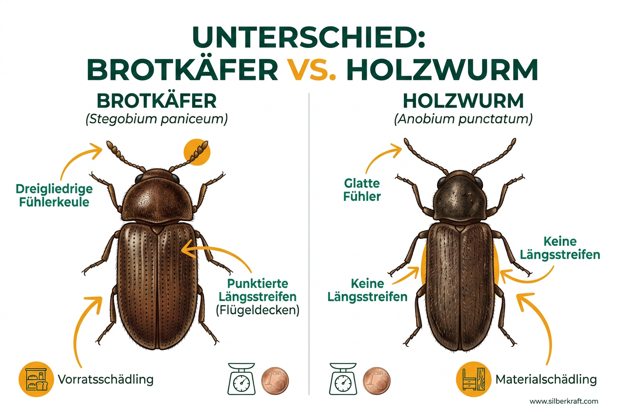 Brotkäfer oder Holzwurm Unterschied: Schädlinge sicher identifizieren und bekämpfen