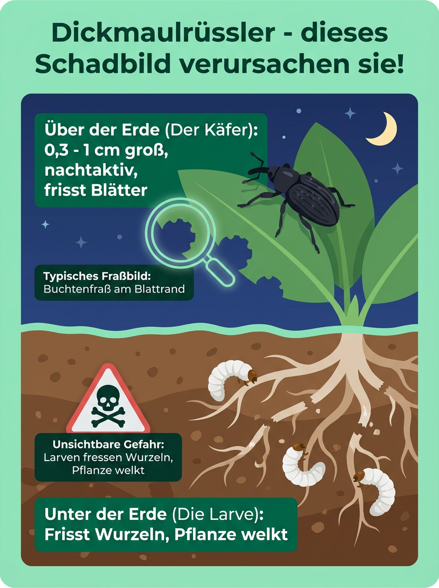 Dickmaulrüssler - dieses Schadbild verursachen sie!
