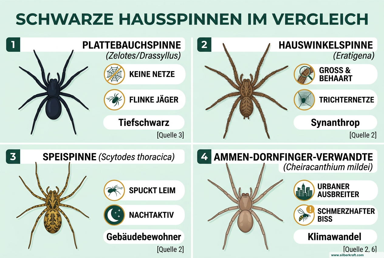 Schwarze Spinne im Haus: Erkennen, Bestimmen und richtig Handeln