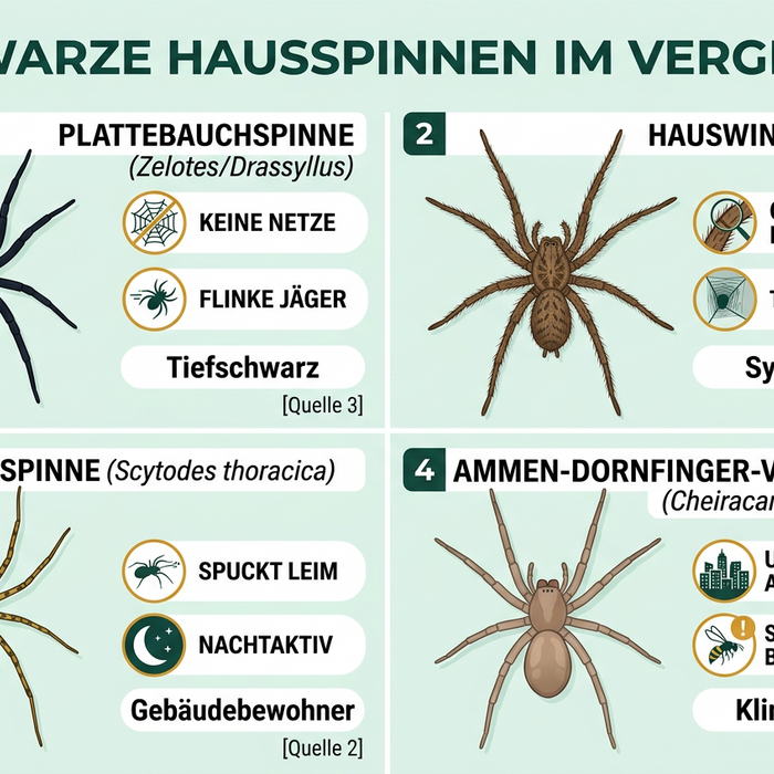 Schwarze Spinne im Haus: Erkennen, Bestimmen und richtig Handeln