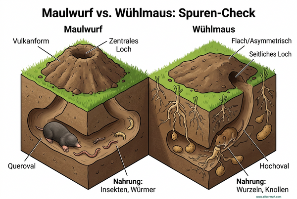 Maulwurf vs. Wühlmaus: Spuren-Check