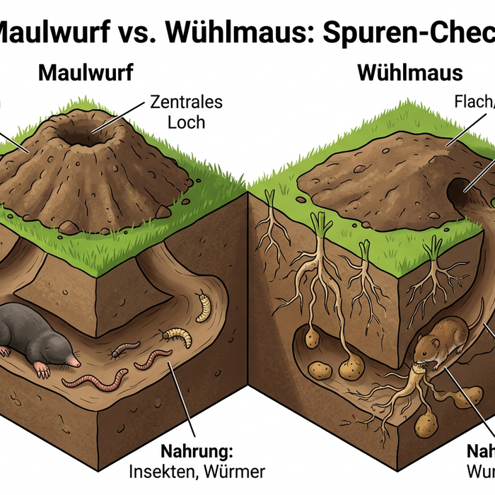 Maulwurf vs. Wühlmaus: Spuren-Check