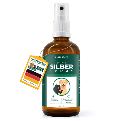 Kolloidales Silberspray 100 ml - Spray zur Wundheilung - Hautpflege bei Ungezieferbefall, Juckreiz, Infektionen, Entzündungen - für Hunde, Katzen, Nagetiere und andere Haustiere - Silberkraft