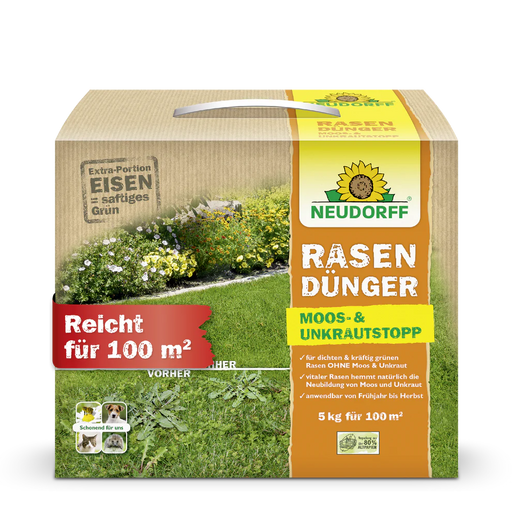 Neudorff RasenDünger Moos- & UnkrautStopp 5 kg - Silberkraft