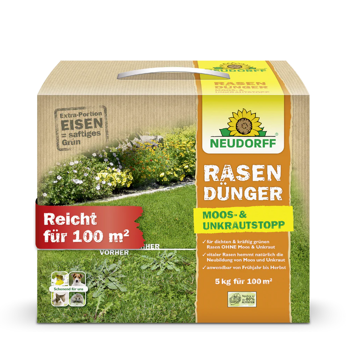Neudorff RasenDünger Moos- & UnkrautStopp 5 kg - Silberkraft