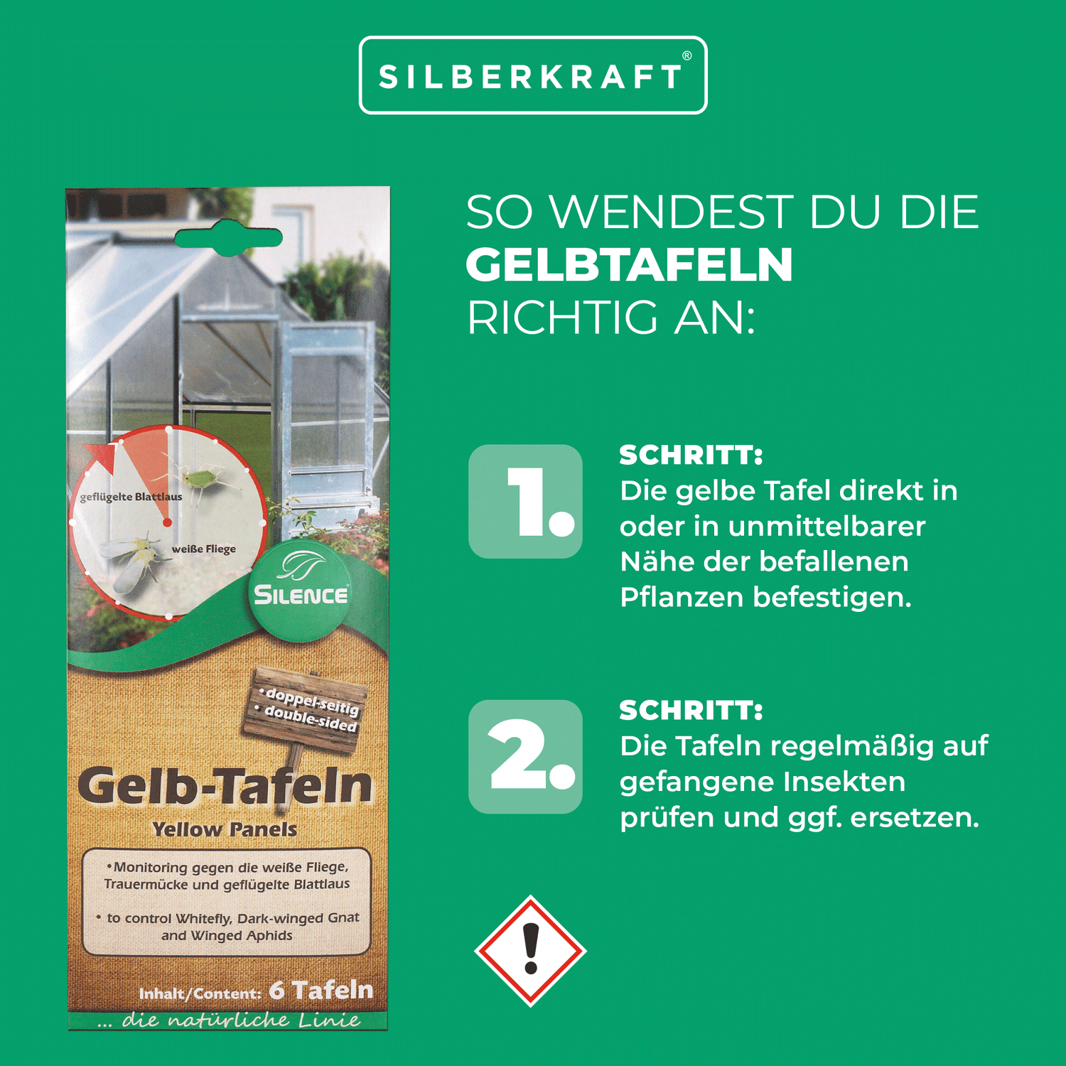 Silence Gelbtafeln (klein): Optimales Monitoring gegen die weiße Fliege, Trauermücke und Blattlaus - Silberkraft