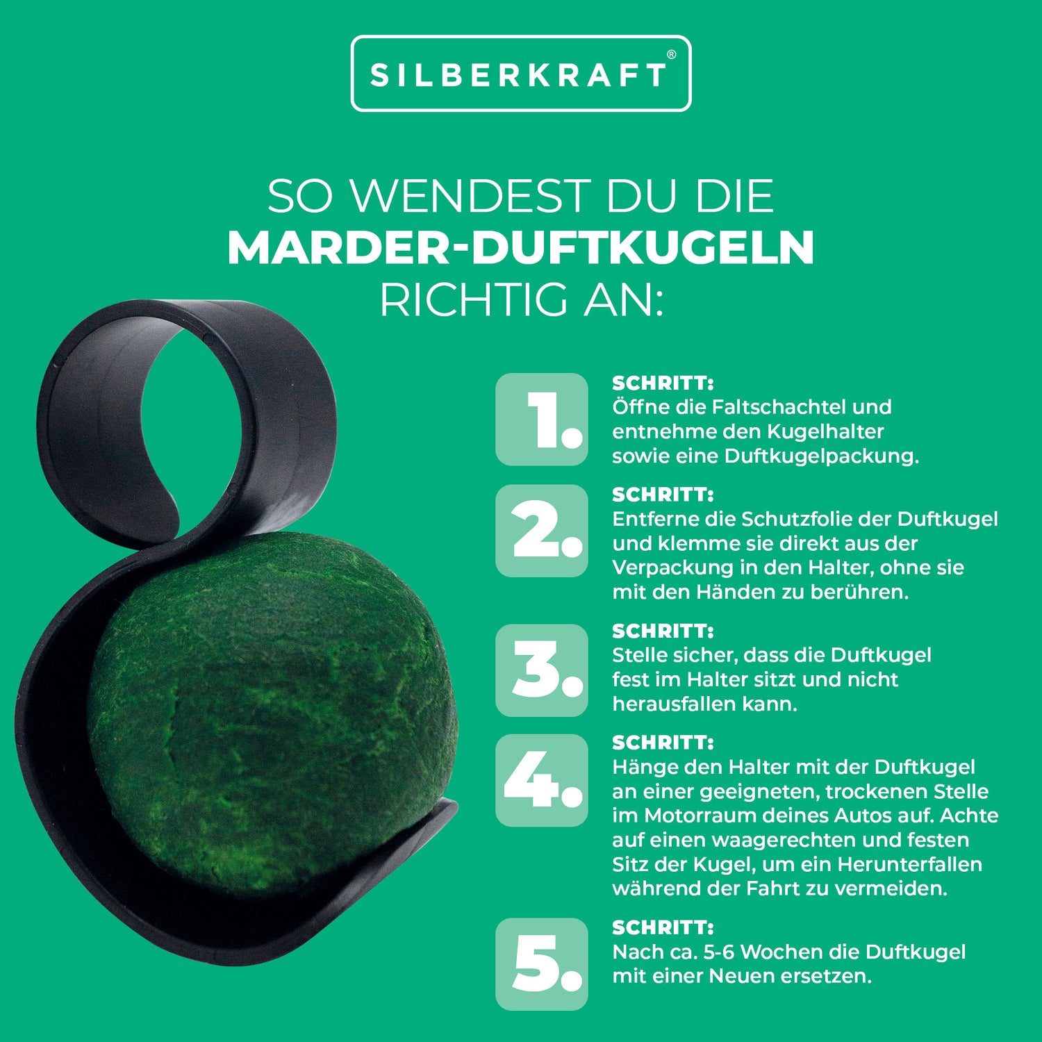 Silence Marder-Duftkugeln: Effektiver Langzeitschutz vor Marderschäden am Auto - Silberkraft