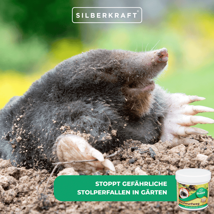 Silence Maulwurfweg: Effektives Maulwurf-Vergrämungsmittel für den Garten - Silberkraft