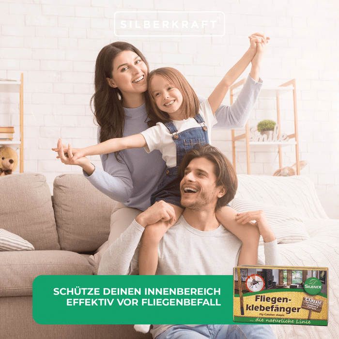 Silence Fliegenklebefänger: Klassischer Fliegenfänger mit einzigartiger Lockwirkung - Silberkraft