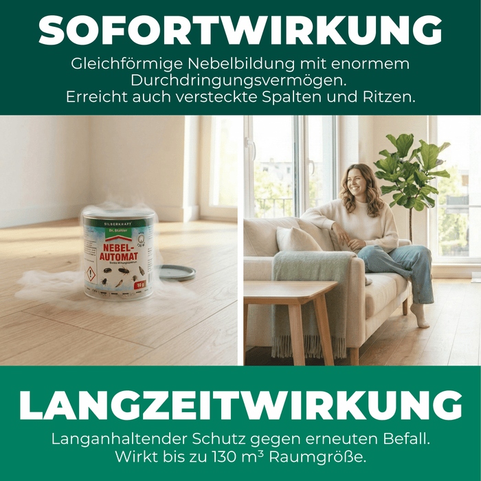 Silberkraft Nebelautomat 10g-20g mit Sofortwirkung und Langzeitwirkung gegen Insekten für nachhaltige Schädlingsbekämpfung