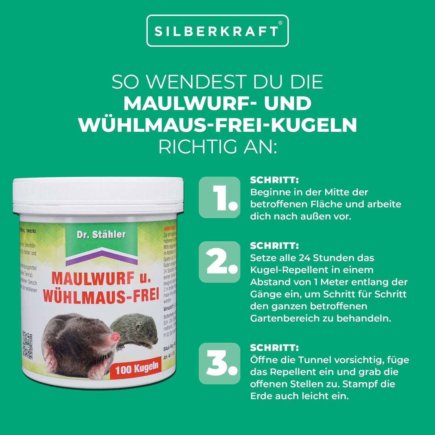 Maulwurf- und Wühlmaus-Frei: Erfolgreiche Vertreibung - Silberkraft