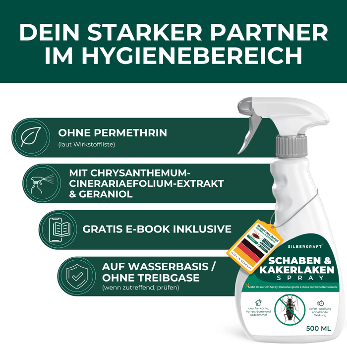 7. Silberkraft-Schabenspray Kakerlaken 500ml Vorteile Haupt-USPs