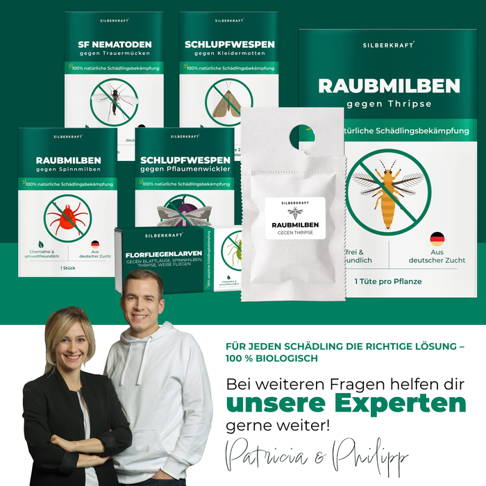 Silberkraft Nützlingsprodukte gegen Schädlinge – Beratung durch unsere Experten Patricia und Philipp