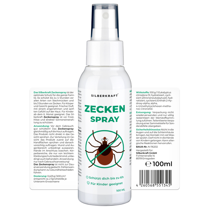 Zeckenspray Zeckenschutz - Anti Zecken Spray - Silberkraft
