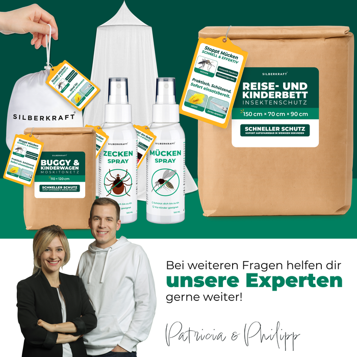 Insektenschutz für Reise- und Kinderbett – Mückennetz 150×70×90 cm – Faltbar & atmungsaktiv – Für Babyreisebett & Beistellbett – Inkl. Transportbeutel - Silberkraft