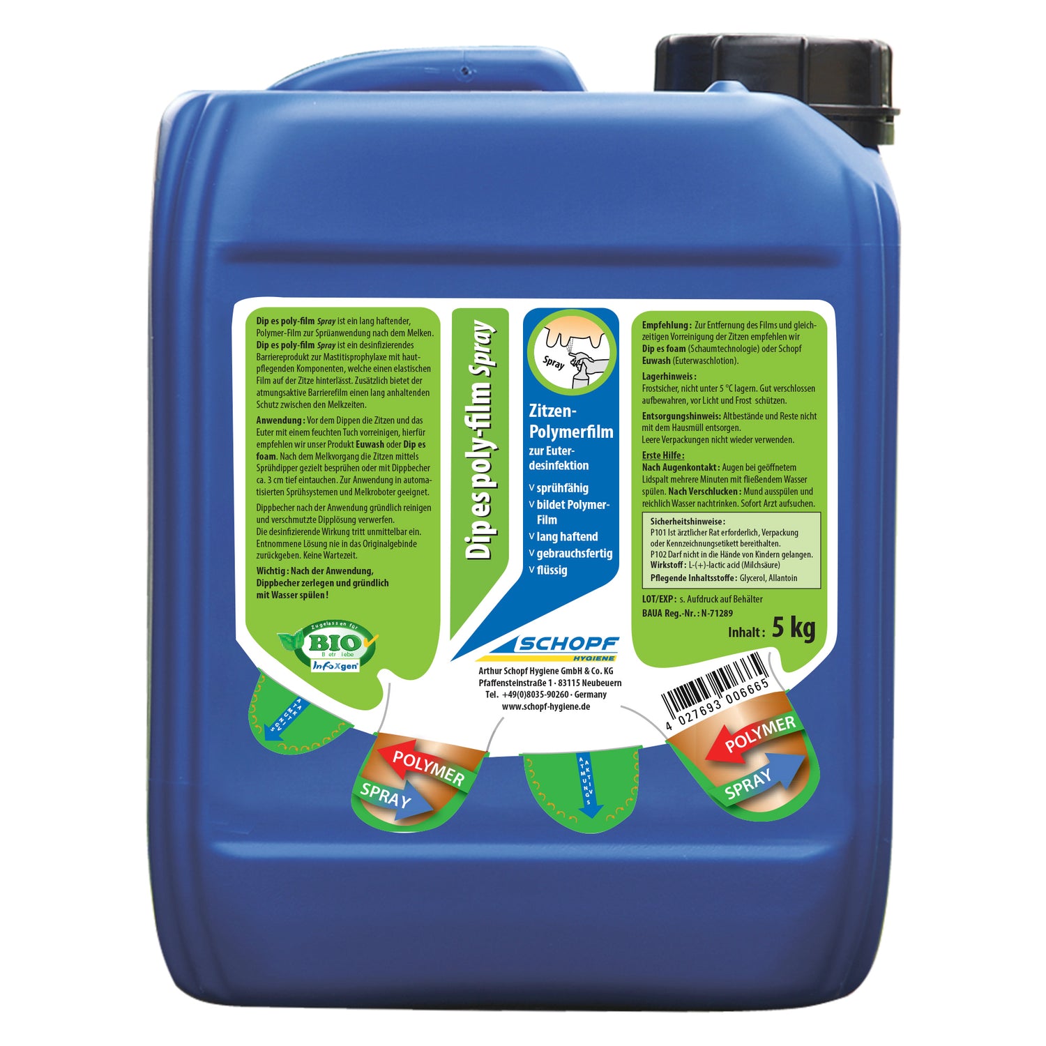 Dip es poly-film Spray: Sprühfähiger-Polymerfilm zur effektiven Euterdesinfektion