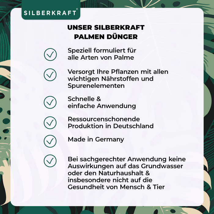 Palmendünger - Mineralischer NPK Flüssigdünger mit Stickstoff - Dünger für Palmen - Yucca Palmen Dünger - Palmen düngen - Silberkraft