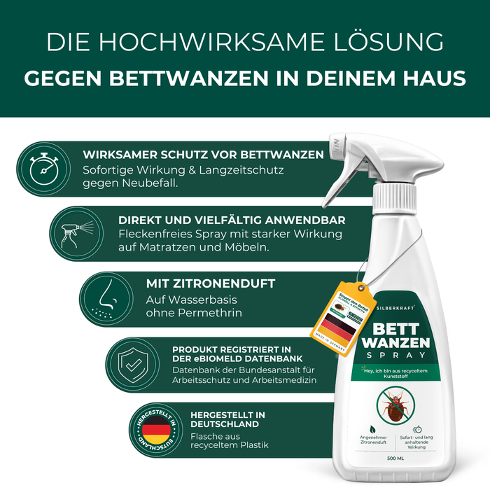 Anti Bettwanzen Spray - Bettwanzenspray - Silberkraft