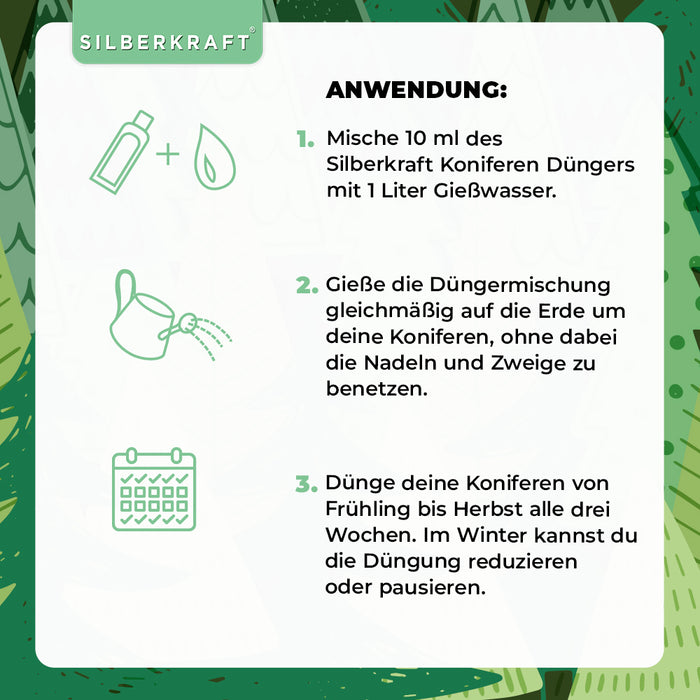 Koniferen Dünger - Mineralischer NPK Flüssigdünger mit Stickstoff - Dünger für Koniferen - Thuja düngen - Silberkraft