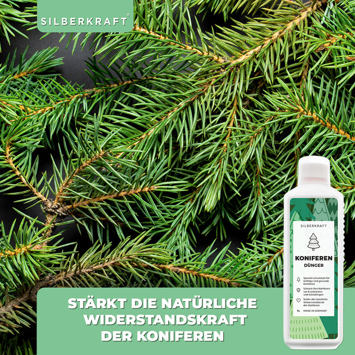 Koniferen Dünger - Mineralischer NPK Flüssigdünger mit Stickstoff - Dünger für Koniferen - Thuja düngen - Silberkraft
