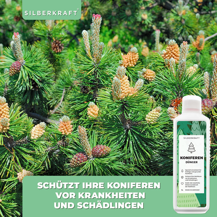 Koniferen Dünger - Mineralischer NPK Flüssigdünger mit Stickstoff - Dünger für Koniferen - Thuja düngen - Silberkraft
