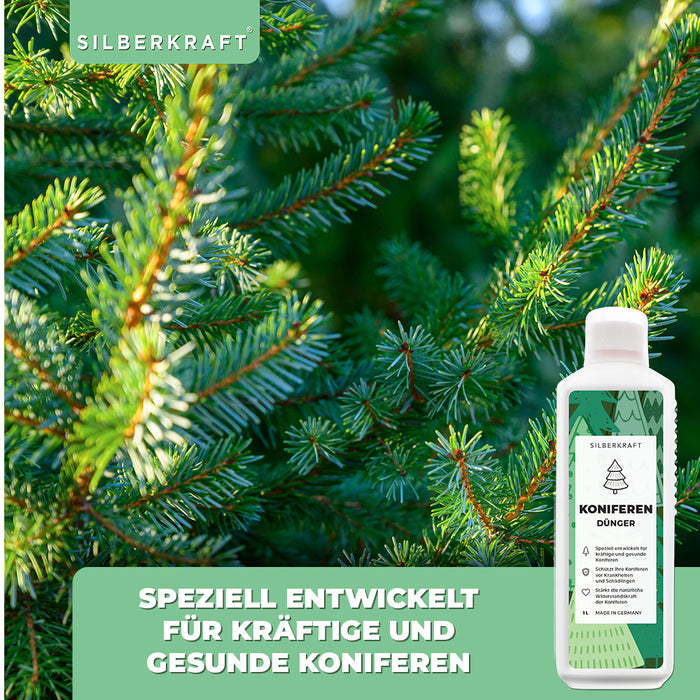 Koniferen Dünger - Mineralischer NPK Flüssigdünger mit Stickstoff - Dünger für Koniferen - Thuja düngen - Silberkraft