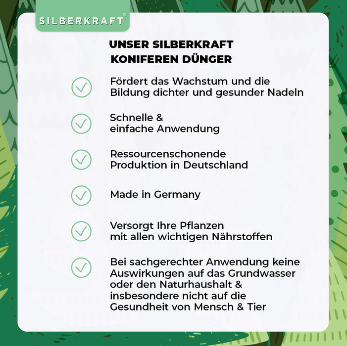 Koniferen Dünger - Mineralischer NPK Flüssigdünger mit Stickstoff - Dünger für Koniferen - Thuja düngen - Silberkraft