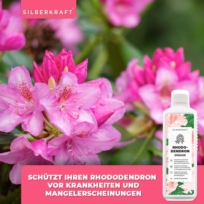 Rhododendron Dünger - Mineralischer NPK Flüssigdünger mit Stickstoff - Dünger für Rhododendren - Azaleen Dünger - Kamelien Dünger - Silberkraft