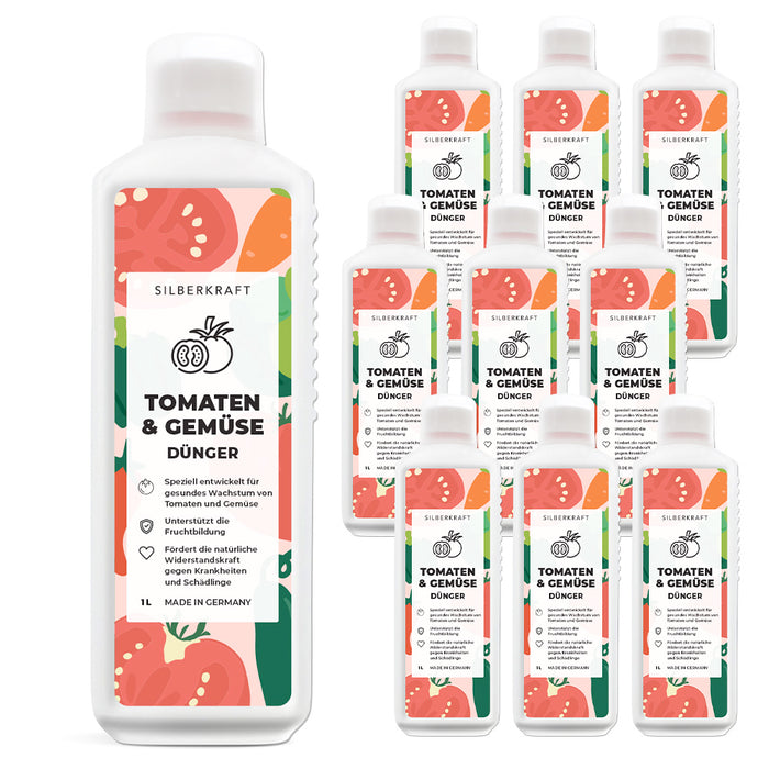 Tomatendünger - Mineralischer NPK Flüssigdünger mit Stickstoff - Dünger für Tomaten - Gemüsedünger - Silberkraft
