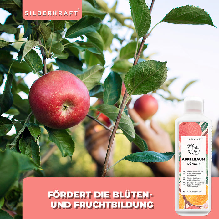 Apfelbaum Dünger - Mineralischer NPK Flüssigdünger mit Stickstoff - Dünger für Apfelbaum - Apfelbäume düngen - Obstdünger - Silberkraft