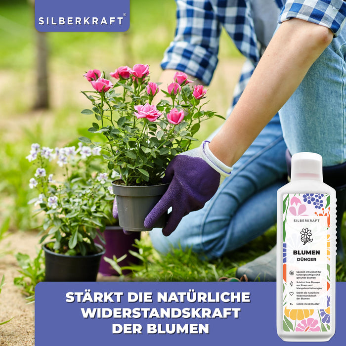 Blumendünger - Mineralischer NPK Flüssigdünger mit Stickstoff - Dünger für Blumen - Blumen Flüssigdünger - Silberkraft