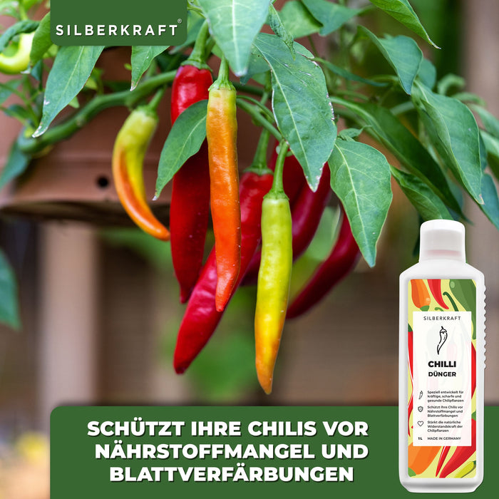 Chili Dünger - Mineralischer NPK Flüssigdünger mit Stickstoff - Dünger für Chilipflanzen - Peperoncini Dünger - Paprika Dünger - Silberkraft