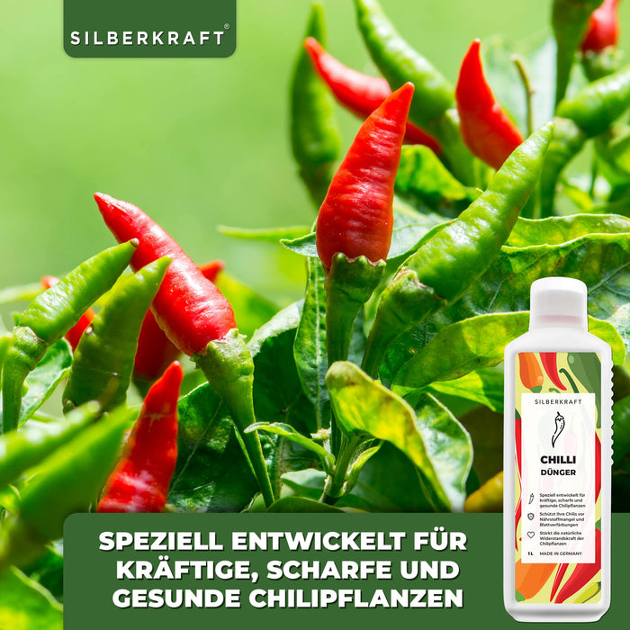 Chili Dünger - Mineralischer NPK Flüssigdünger mit Stickstoff - Dünger für Chilipflanzen - Peperoncini Dünger - Paprika Dünger - Silberkraft