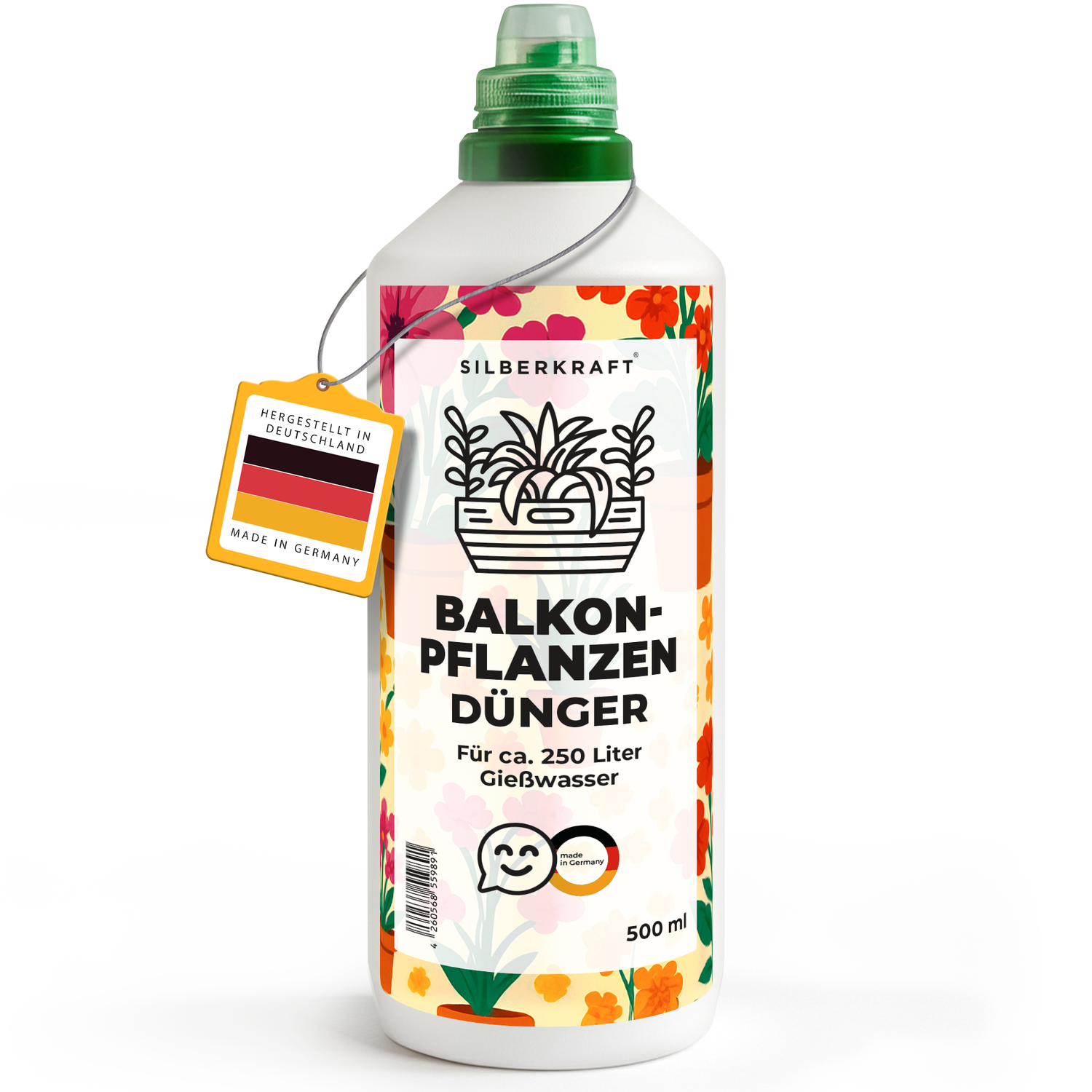 Balkonpflanzendünger – Mineralischer NPK Flüssigdünger mit Stickstoff – Dünger für Balkonpflanzen – Blumenkasten- & Kübelpflanzen-Dünger - Silberkraft