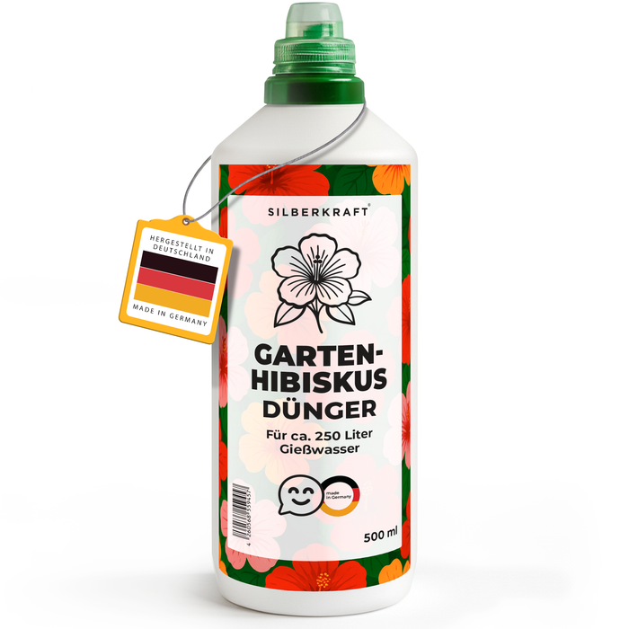 Gartenhibiskusdünger – Mineralischer NPK Flüssigdünger mit Stickstoff – Dünger für Gartenhibiskus – Ziersträucher-Dünger - Silberkraft