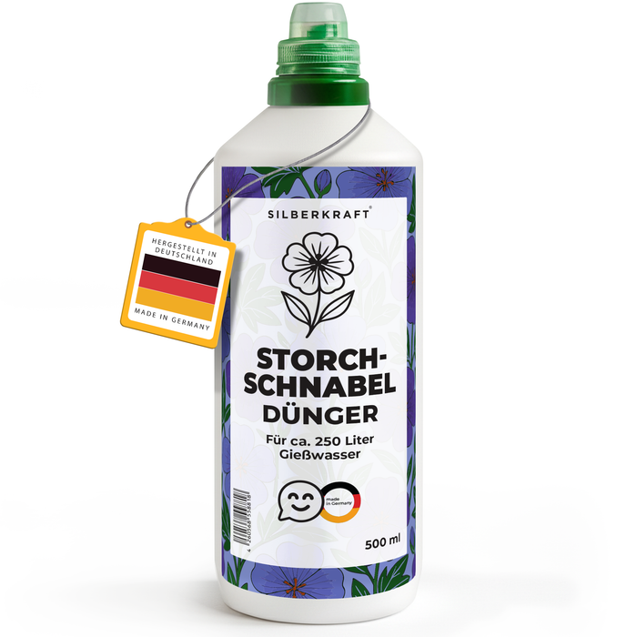 Storchschnabeldünger – Mineralischer NPK Flüssigdünger mit Stickstoff – Dünger für Storchschnabel (Geranium) – Stauden-Dünger - Silberkraft