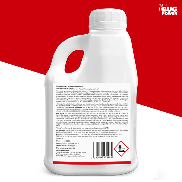 BugPower Spinnen Spray - effektiv gegen Spinnen - Silberkraft