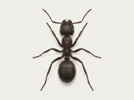 Schwarzgraue Wegameise (Lasius niger), Arbeiterin von oben