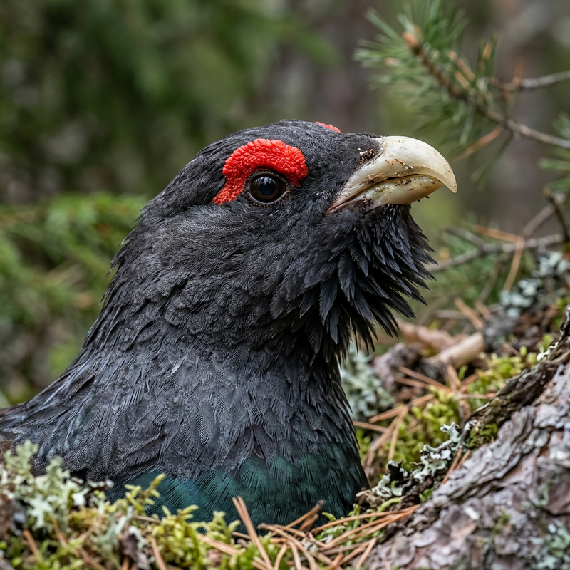 Auerhuhn (Tetrao urogallus), KI-Illustration
