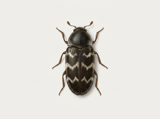 Berlinkäfer (Trogoderma angustum), Käfer von oben