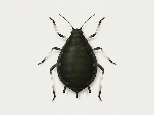 Schwarze Bohnenlaus (Aphis fabae) von oben