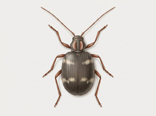 Kräuterdieb (Ptinus fur), Weibchen, von oben