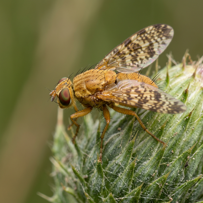 Distel-Bohrfliege (Xyphosia miliaria), KI-Illustration
