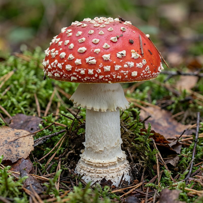 Fliegenpilz (Amanita muscaria), KI-Illustration