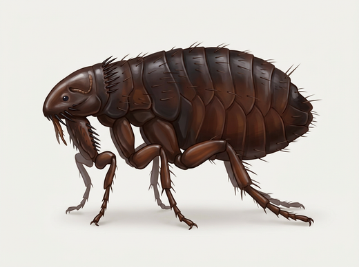 Katzenfloh (Ctenocephalides felis) in Seitenansicht mit Wangen- und Nackenkamm