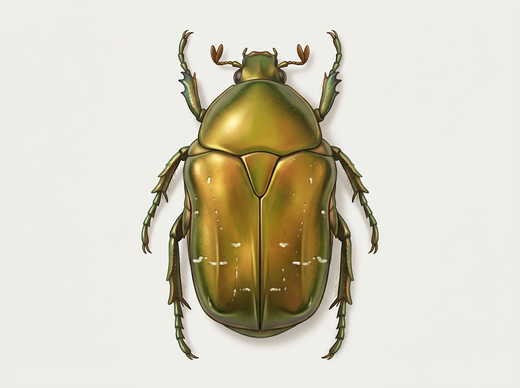 Rosenkäfer (Cetonia aurata) von oben, metallisch goldgrün mit kleinen weißen Flecken