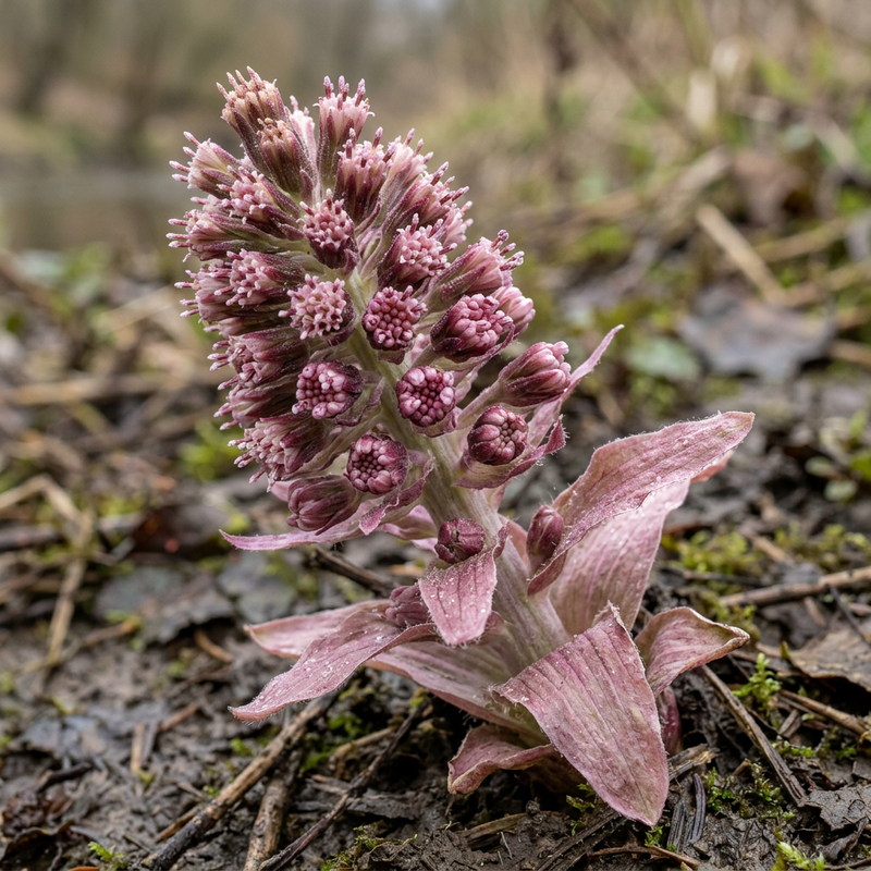 Gewöhnliche Pestwurz (Petasites hybridus), KI-Illustration