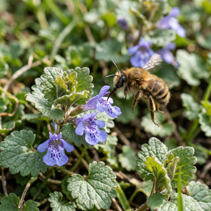 Blüte von Gundermann (Glechoma hederacea) in Nahaufnahme (KI-generiert)