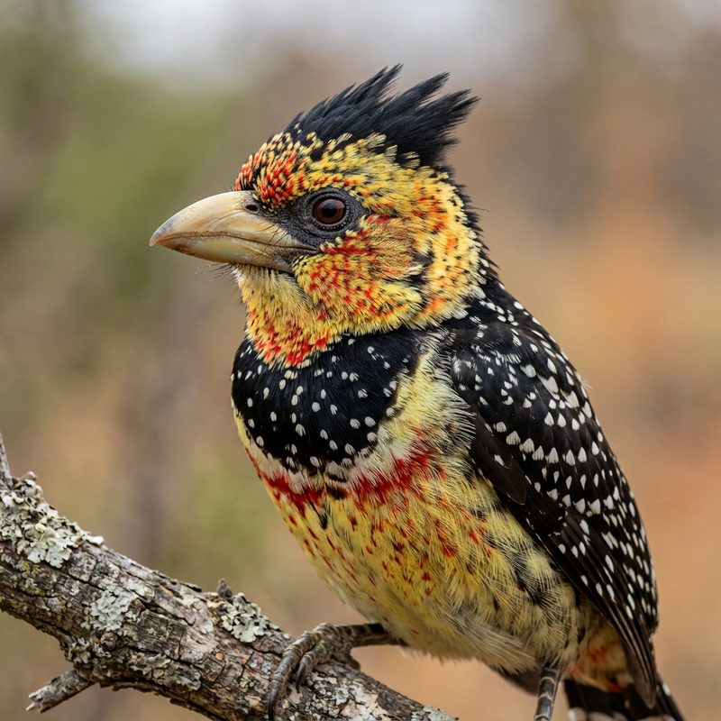 Halsband-Bartvogel (Trachyphonus vaillantii), KI-Illustration