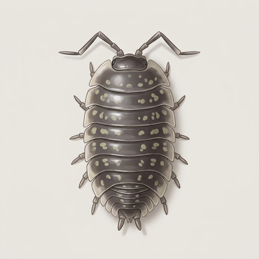 Mauerassel (Oniscus asellus) von oben mit hellen Flecken auf dem Rücken